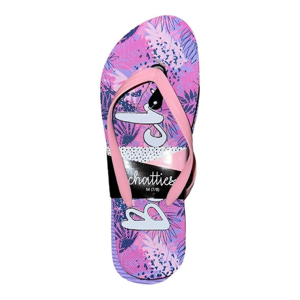 Chatties Womens Purple Beach Floral Flip Flops Sandals Medium 7-8 New